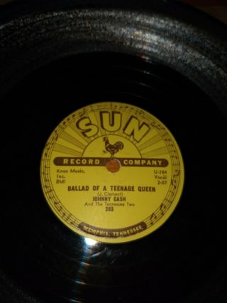 Johnny Cash Sun 283 78 Rpm 10 " Big River Ballad Teenage Queen Rare Rockabilly