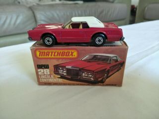 Vintage Matchbox Superfast Lincoln Continental Number 28 Boxed