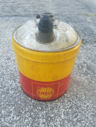 Vintage Shell 5 Gallon Oil Can Quart Sign Wow Gulf Mobil Sunoco