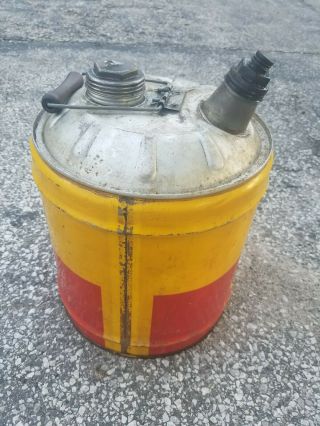 Vintage SHELL 5 Gallon Oil Can Quart Sign Wow Gulf Mobil Sunoco 2