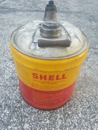 Vintage SHELL 5 Gallon Oil Can Quart Sign Wow Gulf Mobil Sunoco 3