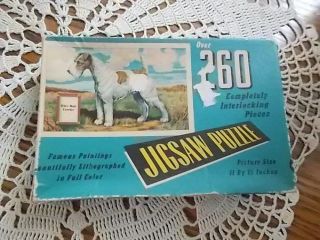 Htf Vintage 1947 Jaymar Wired Hair Fox Terrier Puppy Dog Painting Jigsaw Puzzle