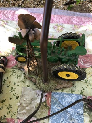 John Deere 1999 Tractor Table Lamp With Shade/ Windmill