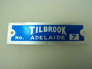 R.  P.  Tilbrook Adelaide Motor Cycle Sidecar Aluminium Equipment Product Tag 1825