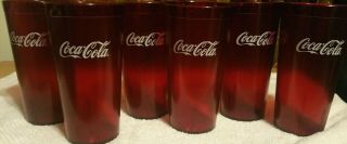 6 Ruby Red Plastic Restaurant Tumblers/cups 20 Oz.  Coca Cola Carlisle Usa 5220