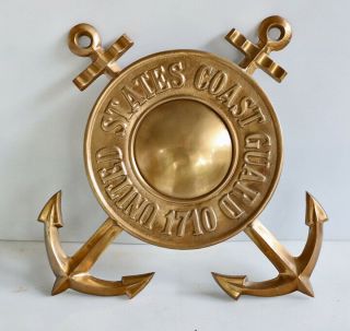 Vintage U.  S.  Coast Guard Brass Anchor Sign Ship Boat Rescue Navy