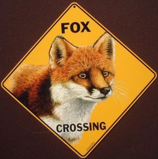 Fox Crossing Sign 16 1/2 By 16 1/2 Foxes Decor Home Animals Signs Wildlife