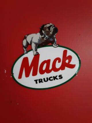 Vintage Mack Trucks Porcelain Advertising Sign Bulldog