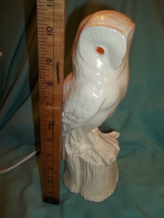 CERAMIC SNOW OWL LIGHT VTG INSPIRED T.  V.  LAMP OLD LOG CABIN DECORATION 5