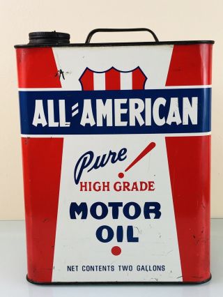 All - American Pure Motor Oil 2 Gallon Can Gas & Oil Advertising 11