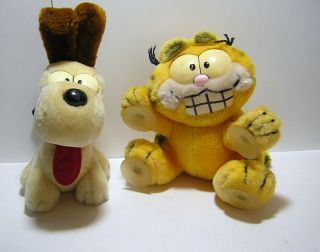 Vintage Garfield Plush Stuffed Cat Stuck On You Window Suction Cup,  Odie The Dog