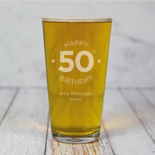 Personalised Beer Glass 18th 21st 30th 50th 60th Birthday Any Age Any Message