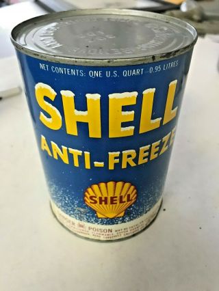 Vintage Shell Strength Anti - Freeze Quart Can - Shell Oil - York 20