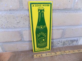 Sanger Bottling Ace Soda Pop Palm Push Finger Plate Tin Advertising Sign C1950s
