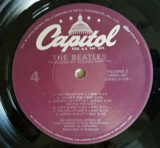 THE BEATLES WHITE ALBUM SWBO 101: 2 NM VINYLS LP CAPITOL 1978,  POSTER,  PHOTO 8