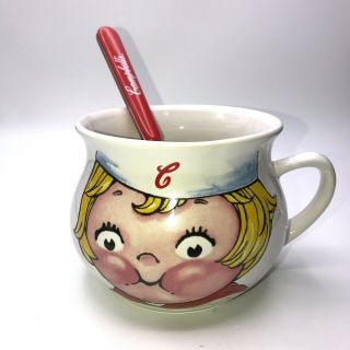 Vintage 90s Collectible Campbells Soup Kid Ceramic Cup Mug Bowl With Spoon 1998