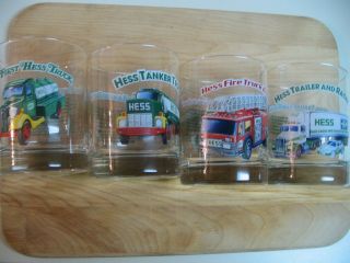 Complete Set Of 4 Hess 1996 Truck Series Glasses In
