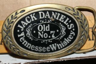 Vintage Jack Daniels Old No.  7 Tennessee Whiskey Belt Buckle Aminco 1980 Brass 2