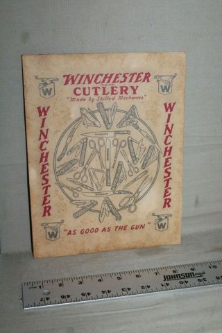 Rare 1920s Winchester Cutlery Knives Sporing Good Store Display Sign Blade
