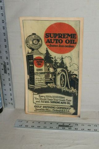 Scarce 1920s Gulf Supreme Auto Oil Gas Service Station Display Sign Pump Car 66