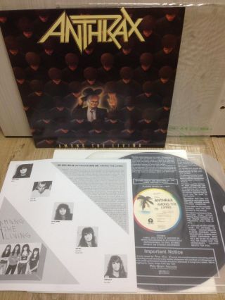 Anthrax Among The Living 1990 Korea Lp Promo No Barcode Slayer Megadeth Kreator
