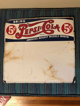 Vintage Drink Pepsi Cola 5 Cents Porcelain Gas Station Sign