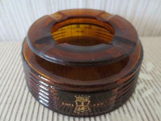 Vintage San Miguel Beer Amber Glass Advertising Ashtray
