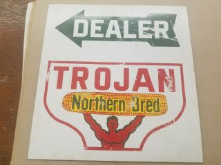 Trojan Northern Bred Dealer Sign Farm Corn Seed Plant Feed Cow Chicken Horse Pig