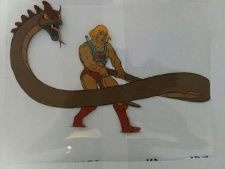 He - Man Animation Cel From Cartoon And Sketch Of He Man Fighting Snake