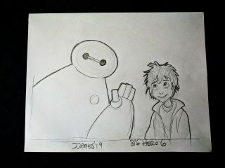 Hiro Big Hero 6 Signed James Artist Hand Drawn Cartoon Art 8 " X 11 "