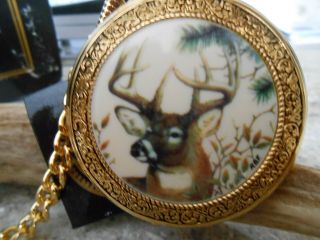 FRANKLIN 10 POINT BUCK POCKET WATCH &CASE,  BOX & PAPERS,  HUNTERS DEAL 2