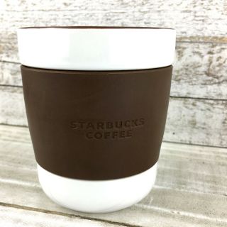 Starbucks 2009 Brown And White Ceramic Mug With Rubber Grip Coffee Cup 12 Oz