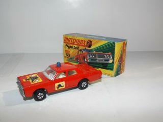 MATCHBOX S/F NO.  59B MERCURY FIRE CHIEF CAR RED,  HELMET LABELS MIB 2