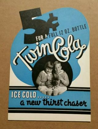 Twin Cola Bottle Topper Sign,  1930 