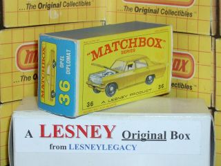 Matchbox Lesney 36c Opel Diplomat Bronze Type E4 Empty Box Only