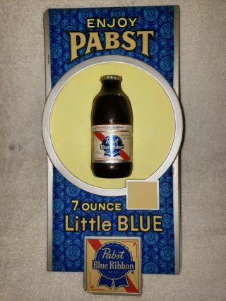 Vintage Pabst Blue Ribbon Sign 7 Ounce Little Blue Bottle Sign Rare