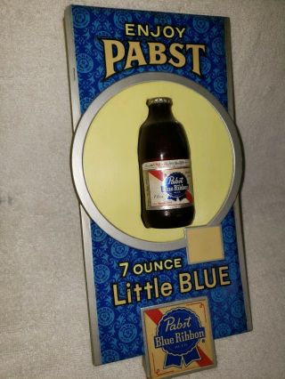 Vintage Pabst Blue Ribbon Sign 7 ounce LITTLE BLUE Bottle Sign Rare 2