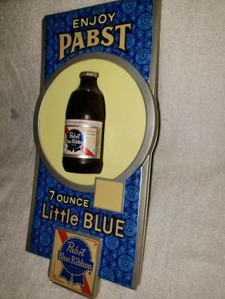 Vintage Pabst Blue Ribbon Sign 7 ounce LITTLE BLUE Bottle Sign Rare 3