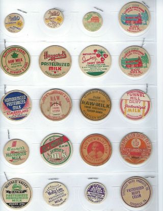 20 Vintage Pa.  Milk Bottle Cap,  Caps,  Lids,  Greenville,  Kane,  Roha,  Hazelhurst,  Hummer