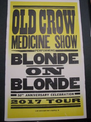 Old Crow Medicine Show Blonde On Blonde 2017 Tour Hatch Show Print Poster