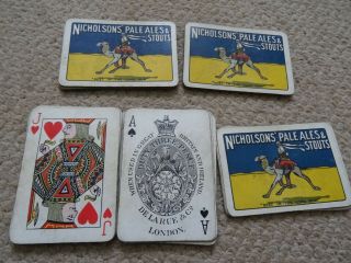 1920S PACK PLAYING CARDS NICHOLSONS PALE ALES & STOUTS MAIDENHEAD BREWERY 52CARD 2