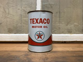 Vintage 1962 Texaco Motor Oil 11 - 62 Metal Quart Green T Logo Old Gas Can