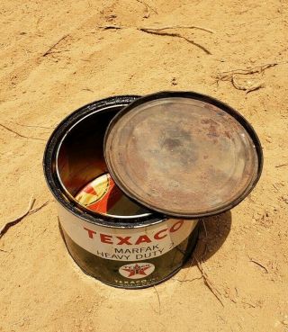 Wow Caltex Can Inside Texaco 5 Pound Marfak Heavy Duty Grease Rare Gas Oil Sign