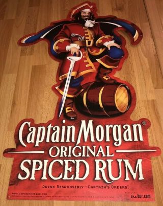 Captain Morgan Spiced Rum Pirate Embossed Tin Wall Sign Vtg 2006
