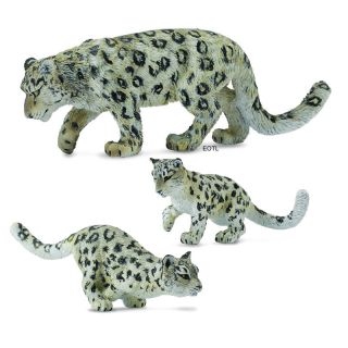 Collecta 88496 88497 88498 Snow Leopard Adult Cub Cubs Group - Set Of 3