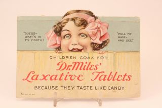 Antique Dr.  Miles Childrens Coax Laxative Tablets Pullout Card Advertising Print