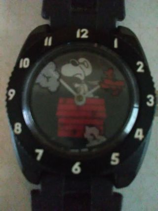 Vintage 1965 Snoopy And The Red Baron Wind Up Watch 4