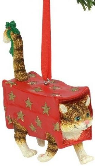Gary Patterson Cat In Wrapping Paper Christmas Hanging Ornament Retired Cats