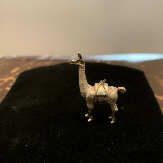 Vintage Peruvian Llama Silver Metal Figurine