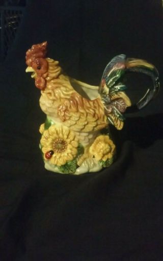 Colorful Rooster Chicken Shaped Pitcher Creamer